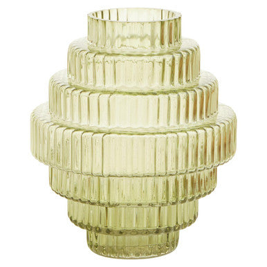 Benka Small Green Ribbed Glass Vase - Image 2