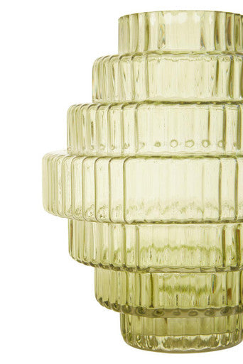 Benka Small Green Ribbed Glass Vase - Image 8