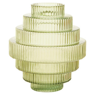 Benka Large Green Ribbed Glass Vase - Image 2