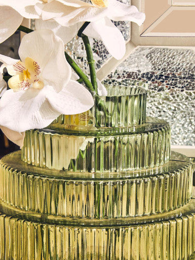 Benka Large Green Ribbed Glass Vase - Image 5