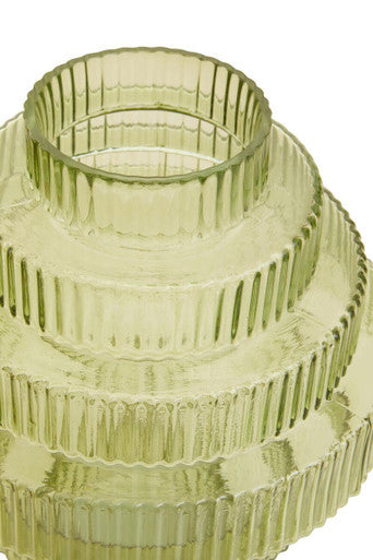 Benka Large Green Ribbed Glass Vase - Image 7