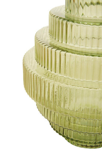 Benka Large Green Ribbed Glass Vase - Image 9