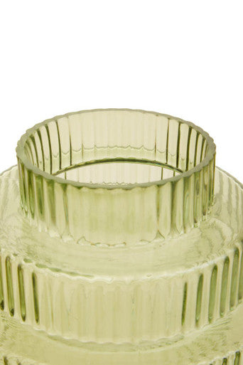 Benka Large Green Ribbed Glass Vase - Image 10