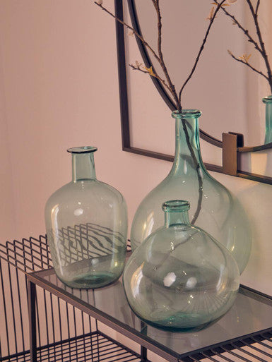 Bexley Blue Large Bottle Neck Recycled Glass Vase - Image 4