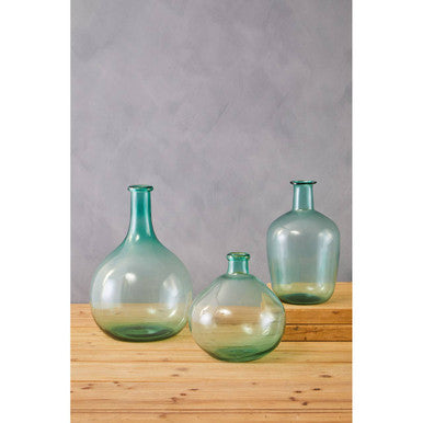 Bexley Blue Large Bottle Neck Recycled Glass Vase - Image 5