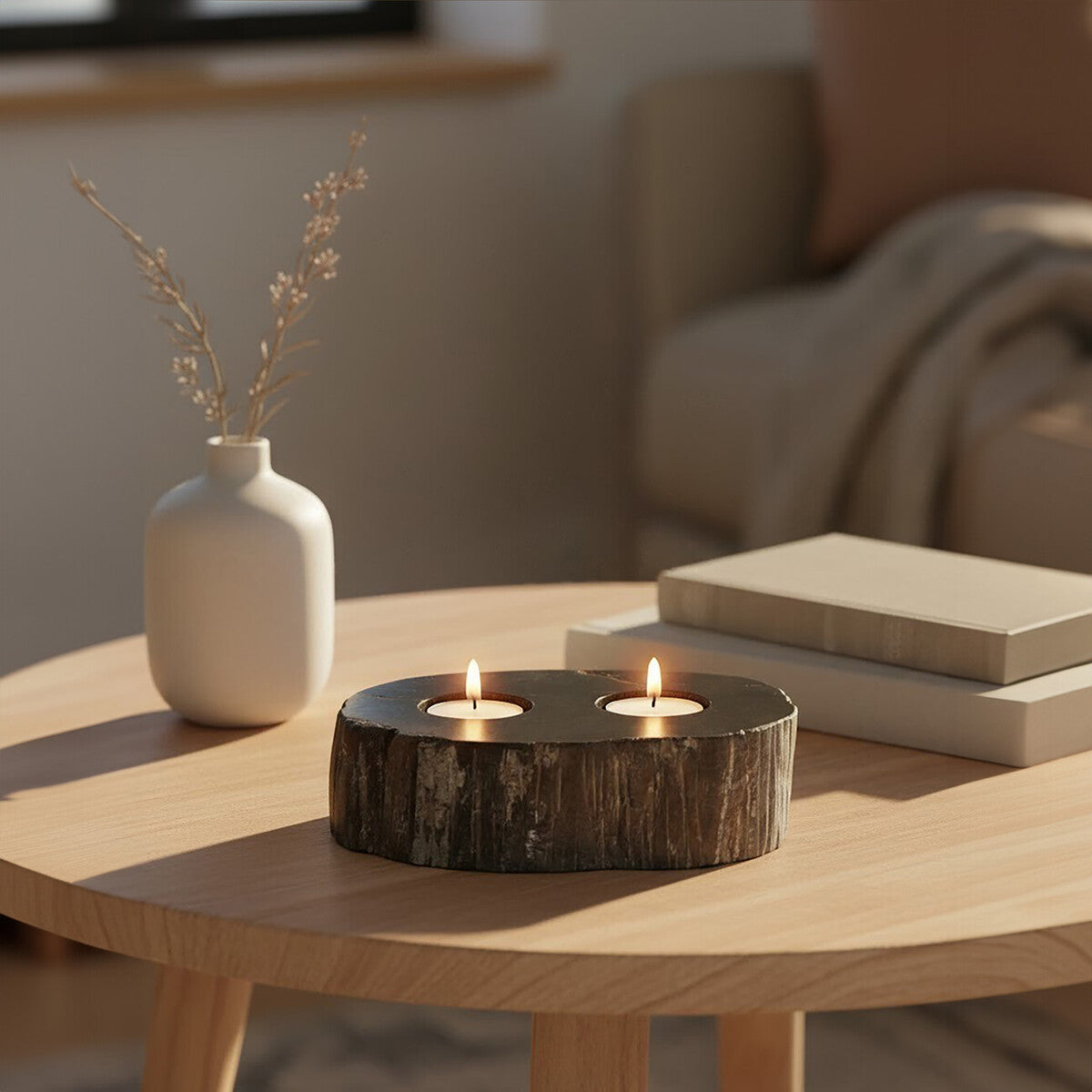 Relic Petrified Wood 2 Tealight Holder