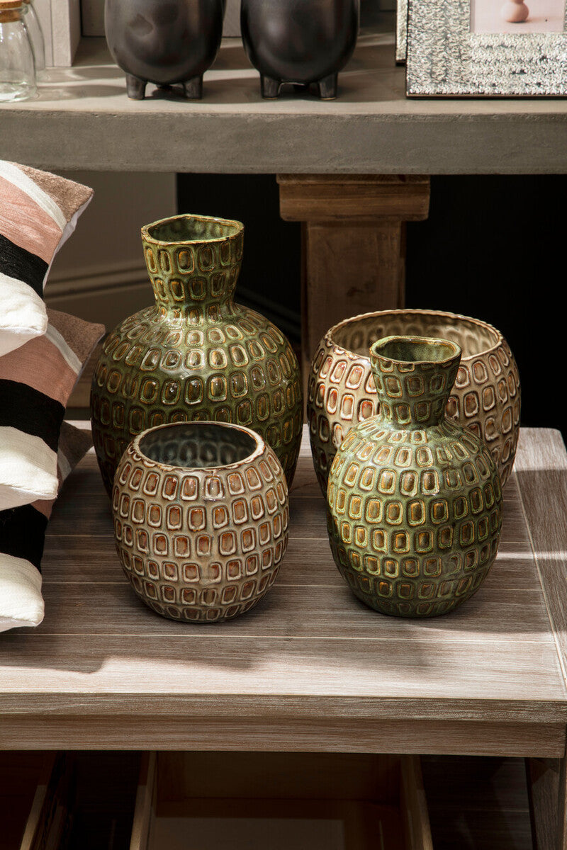 Yana Small Green Textured Ceramic Vase