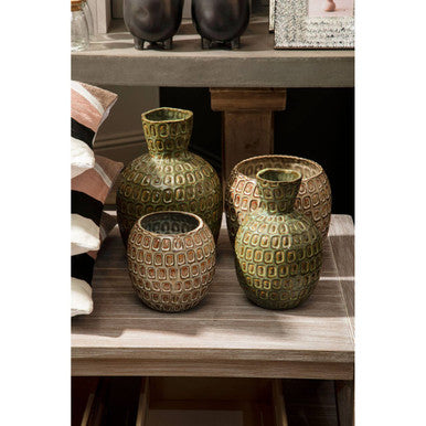 Yana Small Green Textured Ceramic Vase