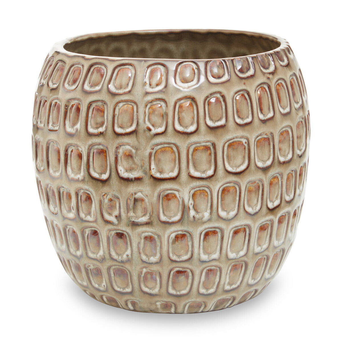 Yana Large Cream Textured Ceramic Planter