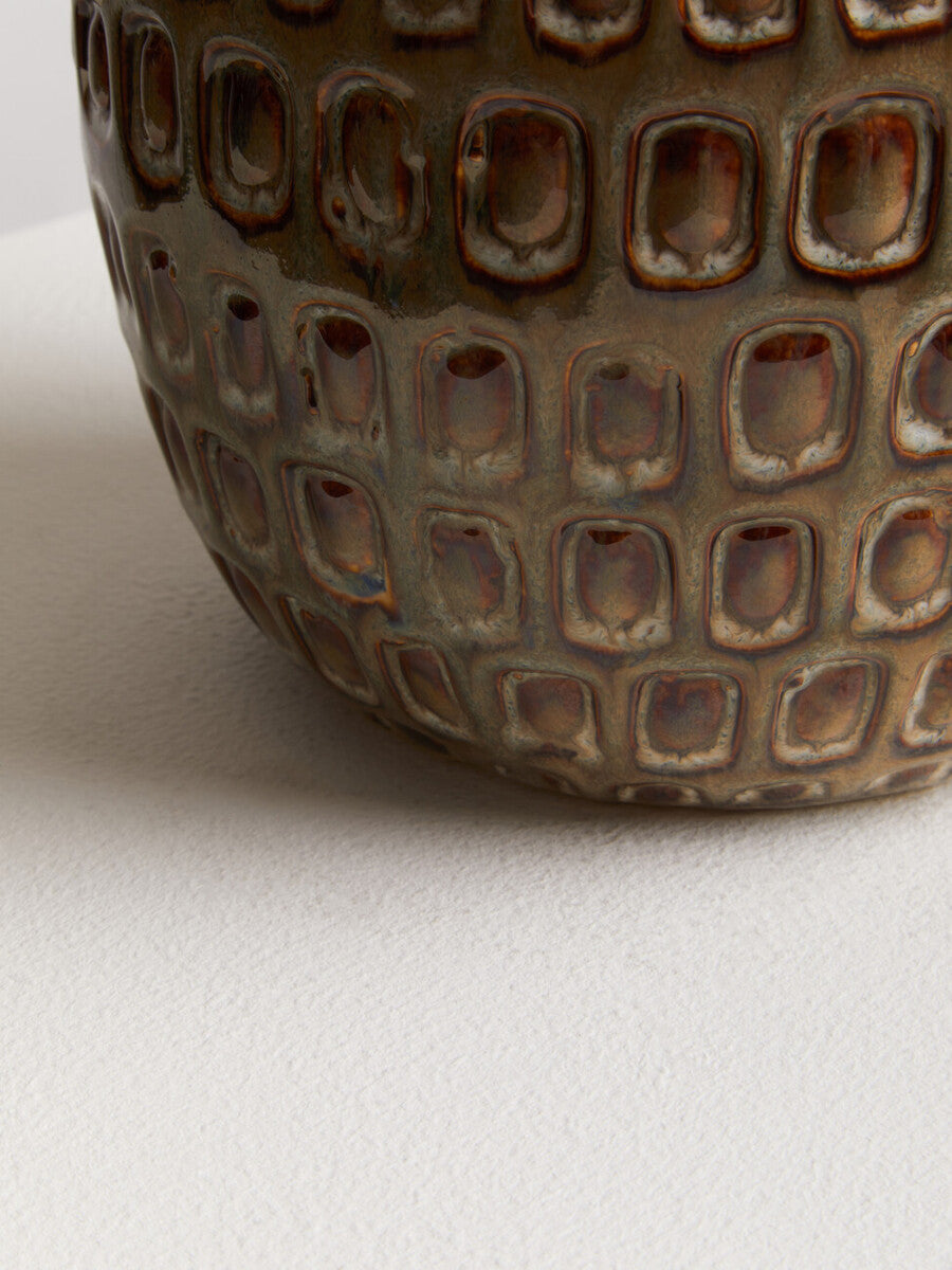 Yana Large Cream Textured Ceramic Planter