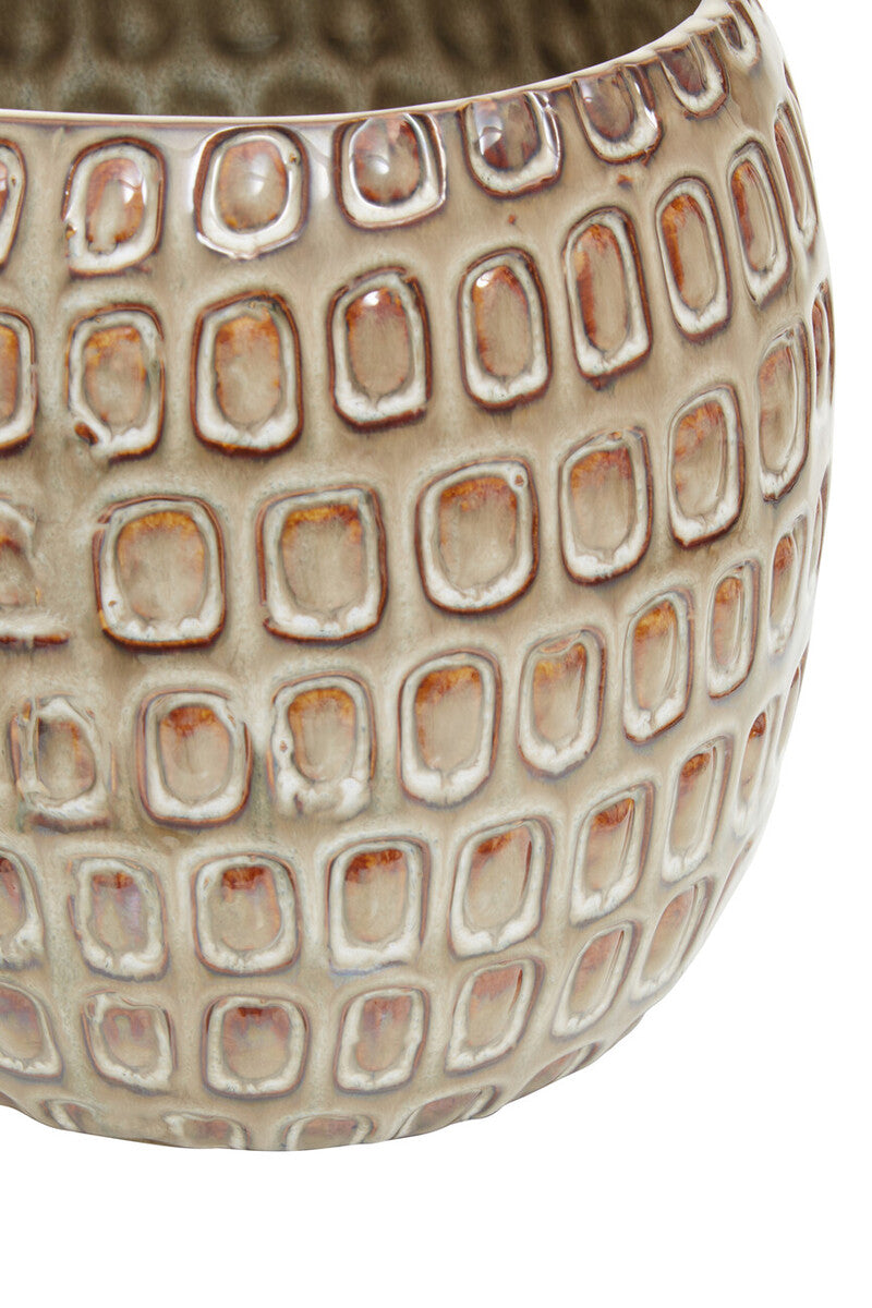Yana Large Cream Textured Ceramic Planter