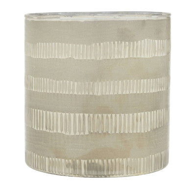 Textured lampshade with horizontal stripes on a white background