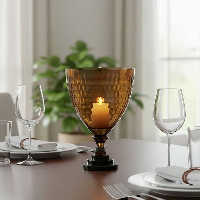 Cortina Small Honeycomb Glass Candle Holder - Image 2