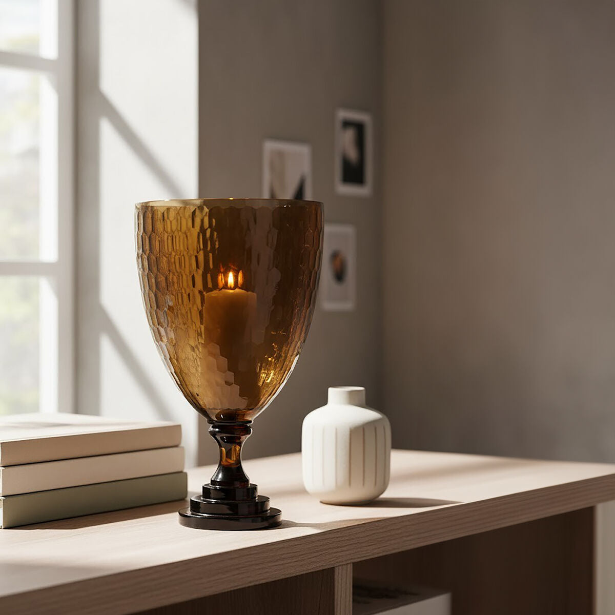Cortina Medium Honeycomb Glass Candle Holder - Image 2