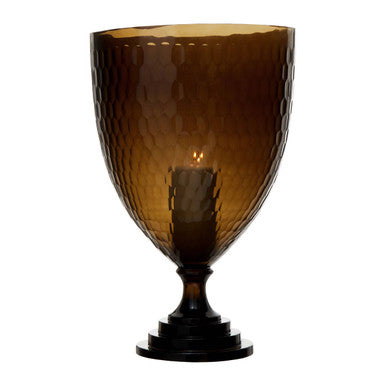 Brown textured glass vase on a white background