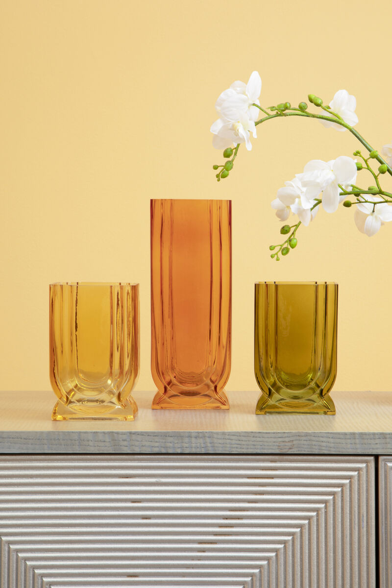 Edan Small Olive Green Glass Vase - Image 9