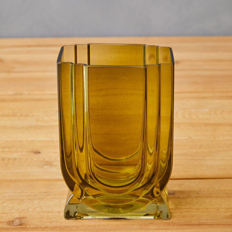 Edan Small Olive Green Glass Vase