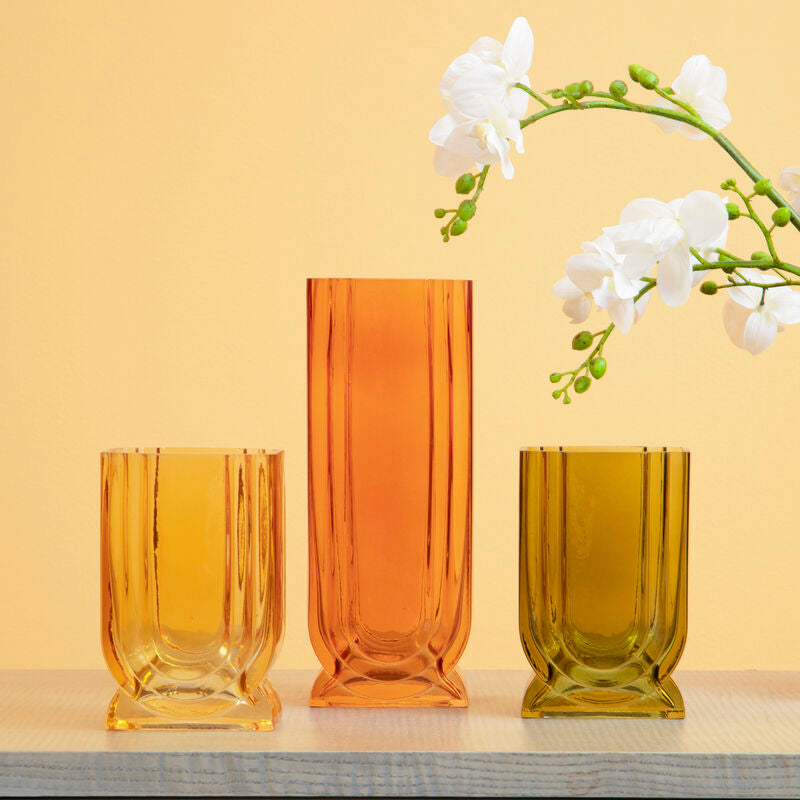 Edan Small Ochre Yellow Glass Vase - Image 9