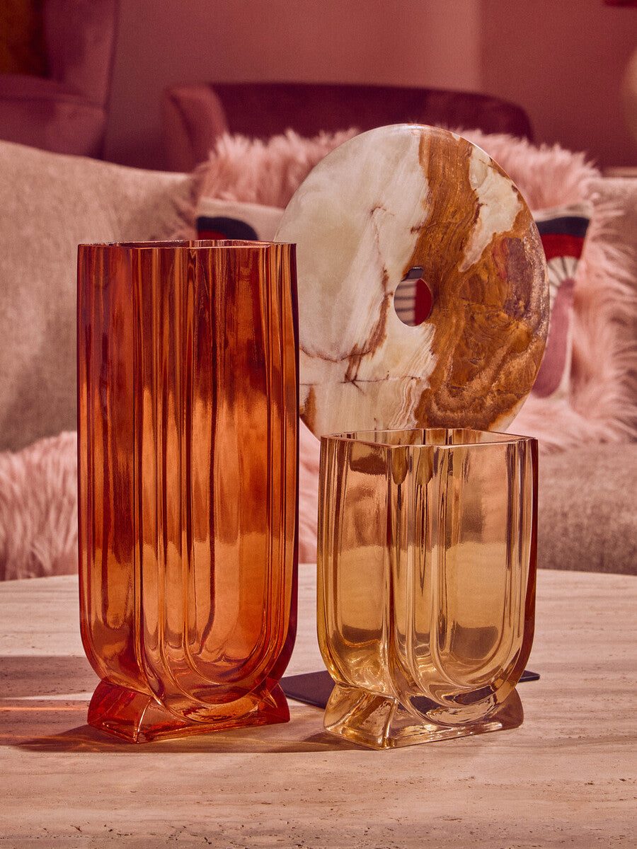 Edan Small Ochre Yellow Glass Vase - Image 4