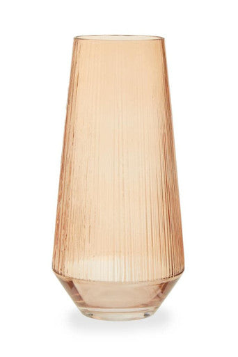 Tall, cylindrical vase with a textured surface on a white background