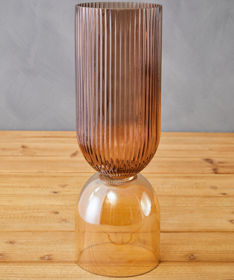 Esma Large Amber and Brown Glass Vase
