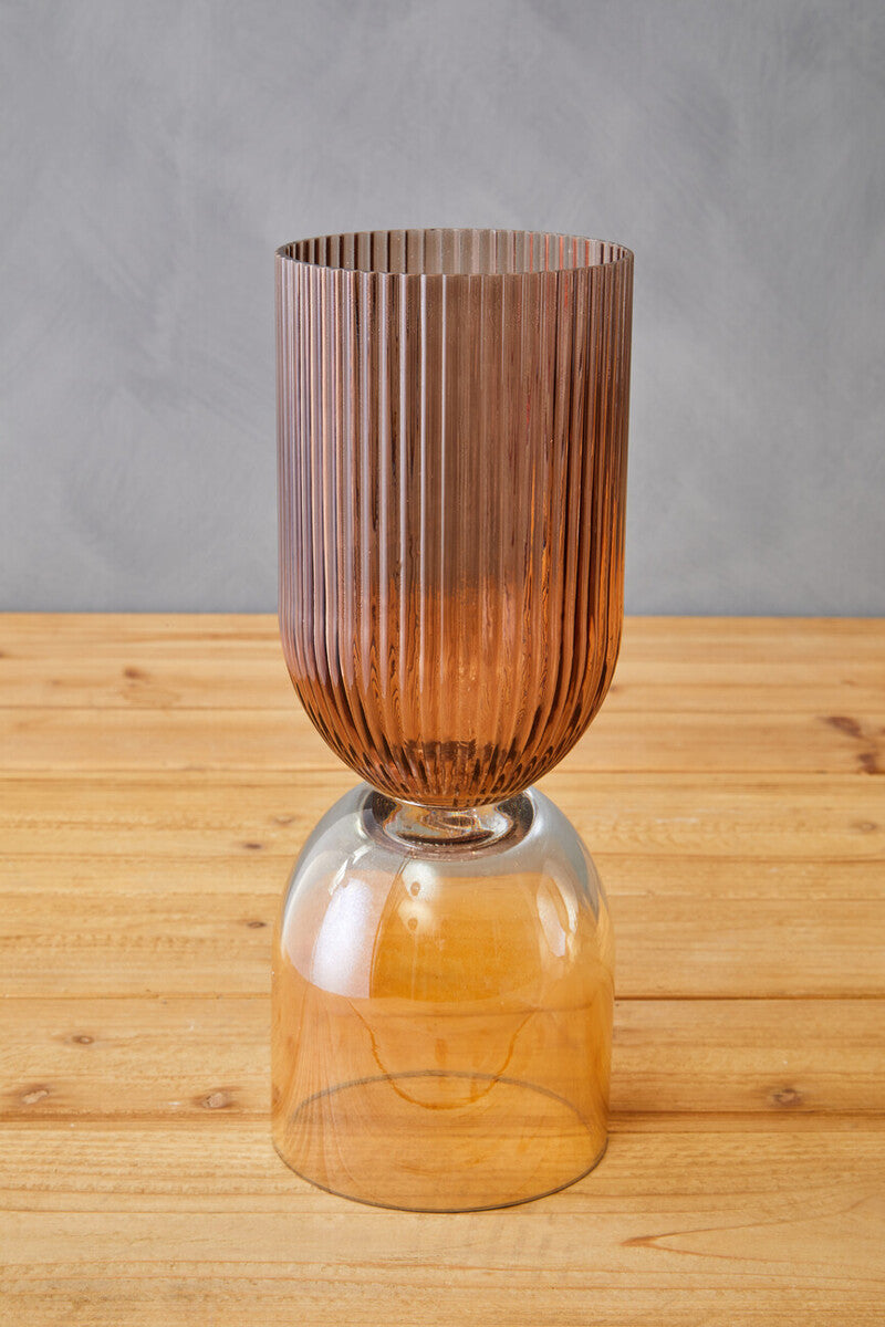 Esma Small Amber and Brown Glass Vase