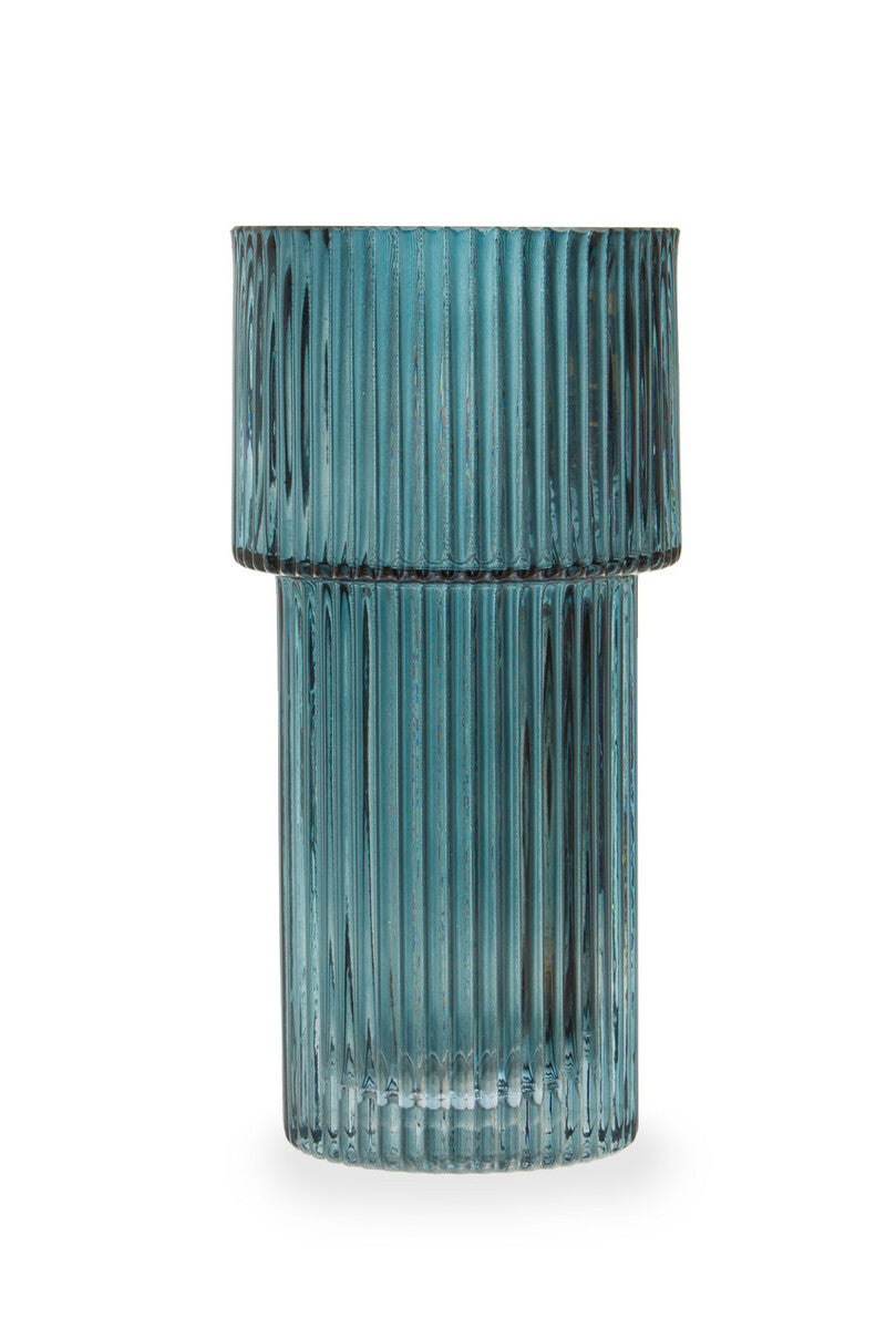 Esma Small Ribbed Blue Glass Vase - Image 2
