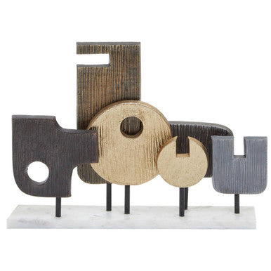 Simbolo Large Assorted Colour Metal Sculpture On Marble Base - Image 2