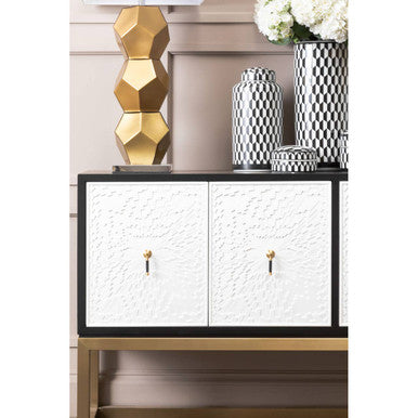 Marlo Small Black and White Geometric Print Ceramic Trinket Box - Image 6