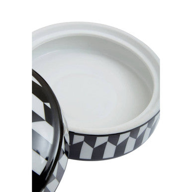 Marlo Small Black and White Geometric Print Ceramic Trinket Box