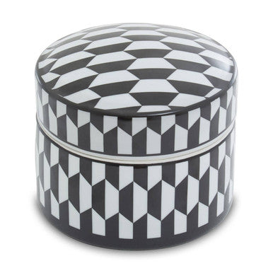 Marlo Large Black and White Geometric Print Ceramic Trinket Box