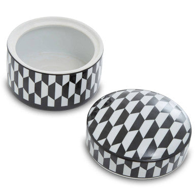 Marlo Large Black and White Geometric Print Ceramic Trinket Box - Image 4