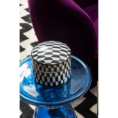 Marlo Large Black and White Geometric Print Ceramic Trinket Box