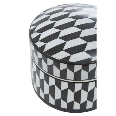 Marlo Large Black and White Geometric Print Ceramic Trinket Box - Image 10