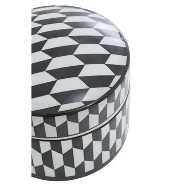 Marlo Large Black and White Geometric Print Ceramic Trinket Box - Image 11