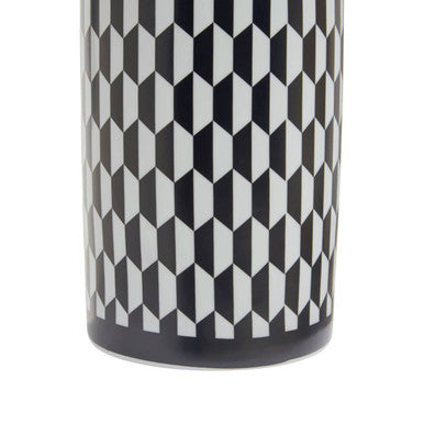Marlo Large Black And White Geometric Print Ceramic Jar