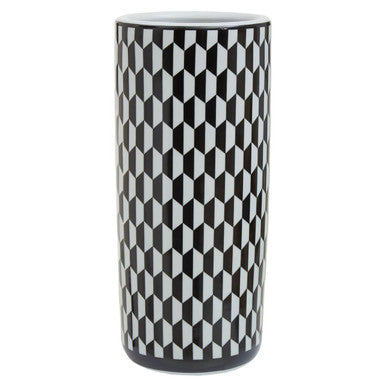 Marlo Black and White Geometric Print Ceramic Umbrella Stand