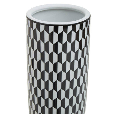 Marlo Black and White Geometric Print Ceramic Umbrella Stand