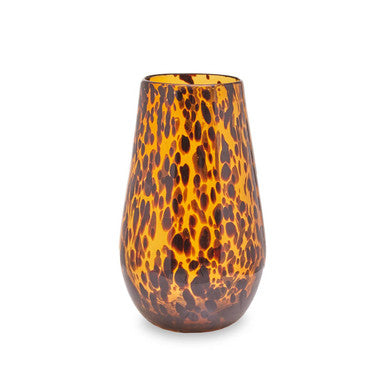 Tortoiseshell patterned vase on a white background