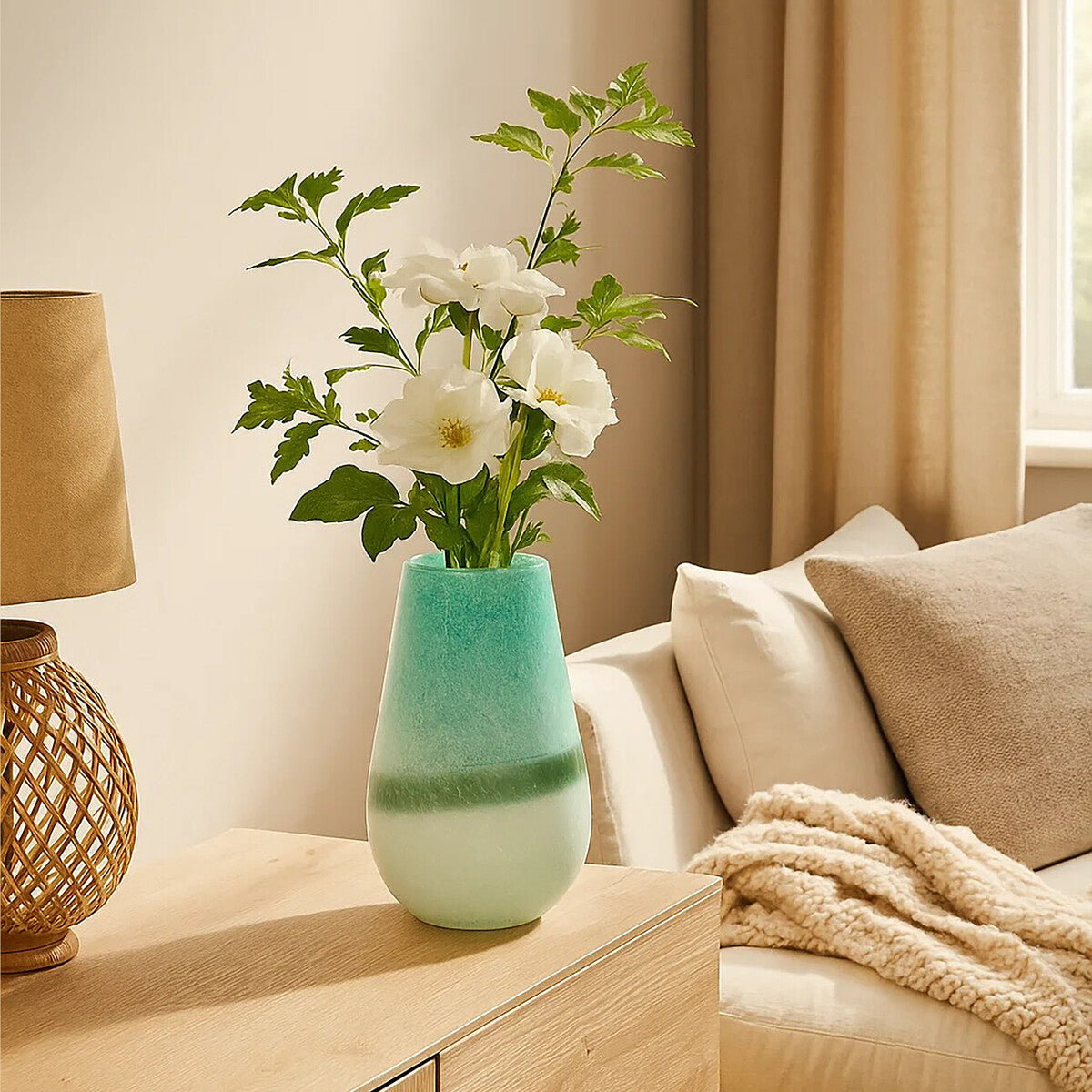 Celia Small Turquoise and White Ombre Vase