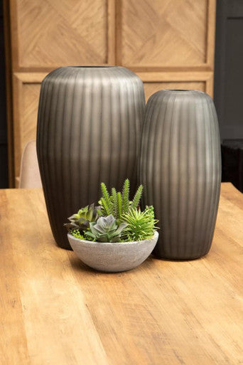 Hessa Small Dark Grey Glass Vase