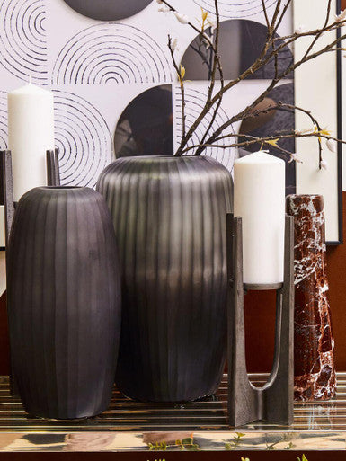 Hessa Small Dark Grey Glass Vase