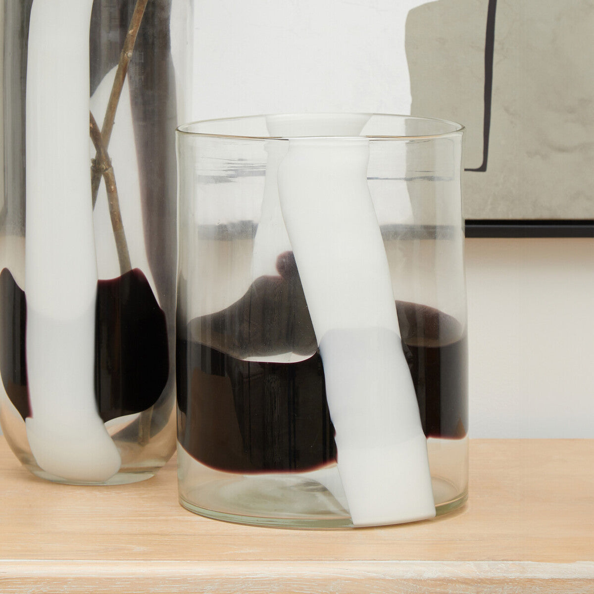 Hania Small Glass Vase with Abstract Pattern