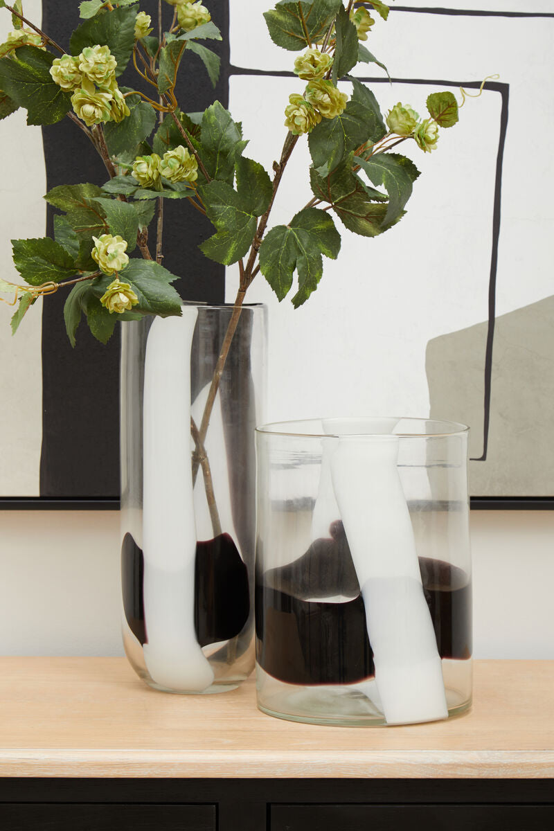 Hania Large Glass Vase with Abstract Pattern