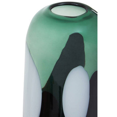 Hania Small Green Glass Vase with Abstract Pattern