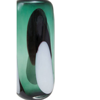 Hania Large Green Glass Vase with Abstract Pattern