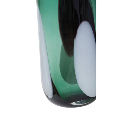 Hania Large Green Glass Vase with Abstract Pattern