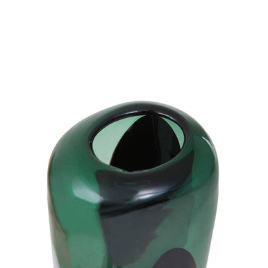 Hania Large Green Glass Vase with Abstract Pattern