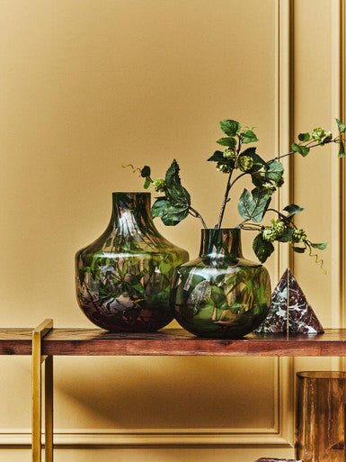 Herbie Green and Gold Small Glass Vase