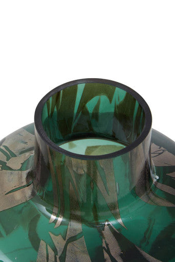 Herbie Green and Gold Small Glass Vase